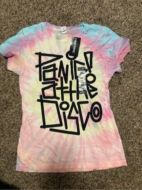Hot Topic Pastel Tie-Dye Tee with Black Graphic